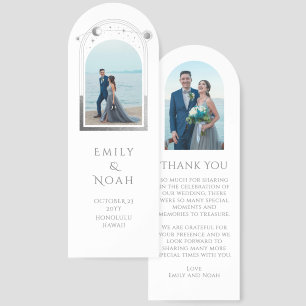 Celestial White Silver Photo Wedding Thank You Bookmarks