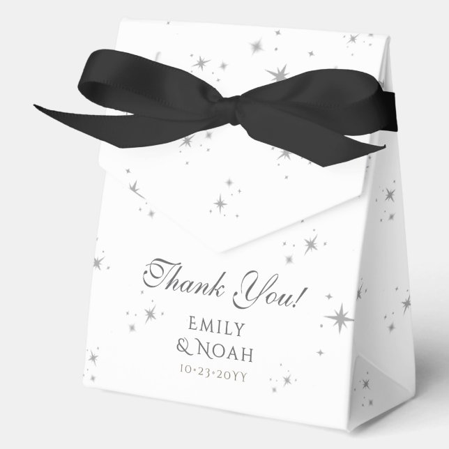 Celestial White Silver Sun Moon Astronomy Wedding Favor Boxes (Front)