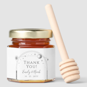 Celestial White Silver Sun Moon Stars Wedding Honey Jar Favors
