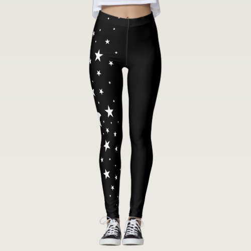 Celestial White Stars Theme Leggings