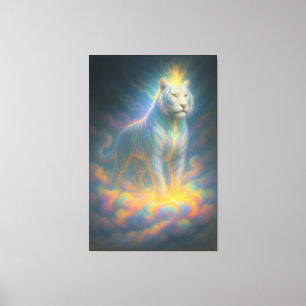Celestial White Tiger – Divine Aura Fantasy Art Canvas Print