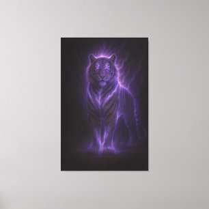 Celestial White Tiger – Thunderborn Azure Glow Canvas Print