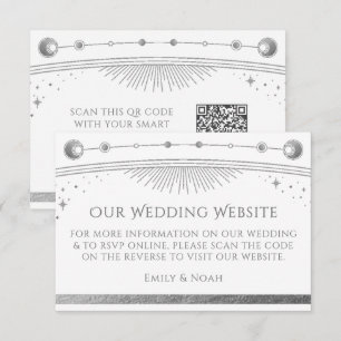 Celestial White Wedding Website RSVP QR Code Enclosure Card