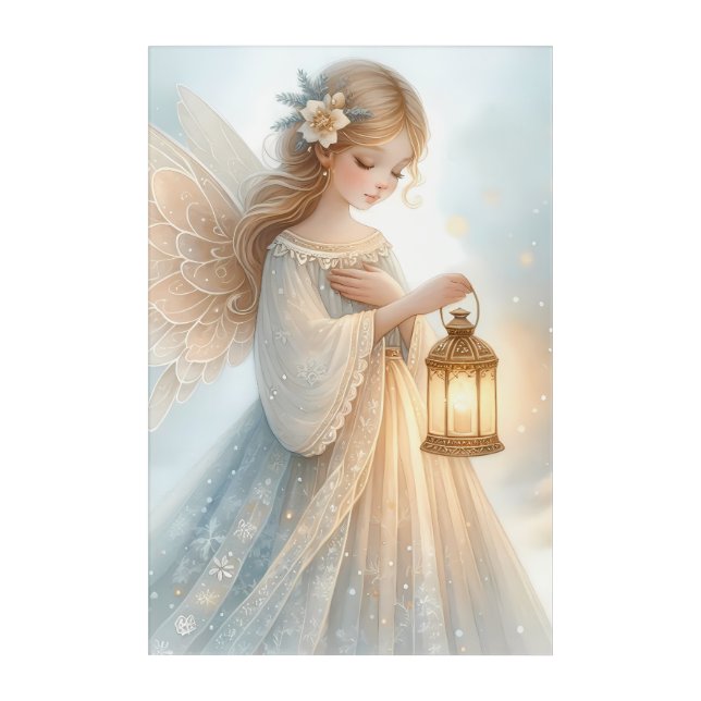 Celestial Winter Angel Lantern of Comfort Acrylic Print (Front)
