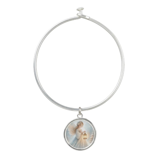 Celestial Winter Angel Lantern of Comfort Bangle Bracelet (Front)