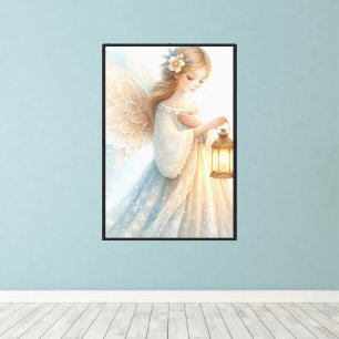 Celestial Winter Angel Lantern of Comfort Canvas Print