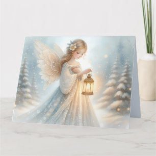 Celestial Winter Angel Lantern of Comfort Card