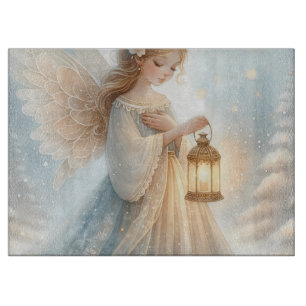 Celestial Winter Angel Lantern of Comfort Cutting Board