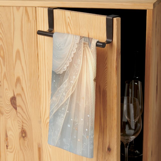 Celestial Winter Angel Lantern of Comfort Kitchen Towel (Thirds Fold)