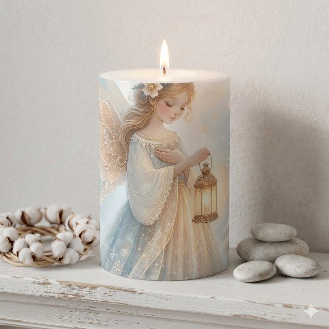 Celestial Winter Angel Lantern of Comfort Pillar Candle (Celestial Winter Angel Lantern of Comfort Pillar Candle)
