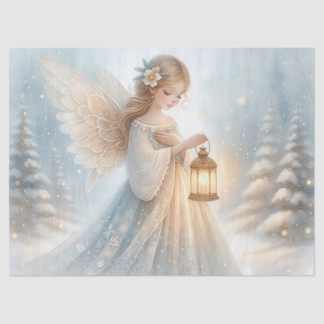 Celestial Winter Angel Lantern of Comfort Tissue Paper (Front)