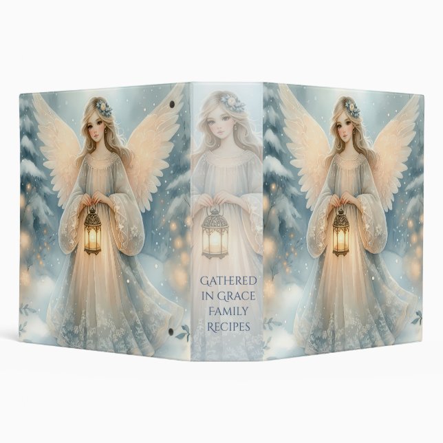 Celestial Winter Angel Lantern of Grace 3 Ring Binder (Background)