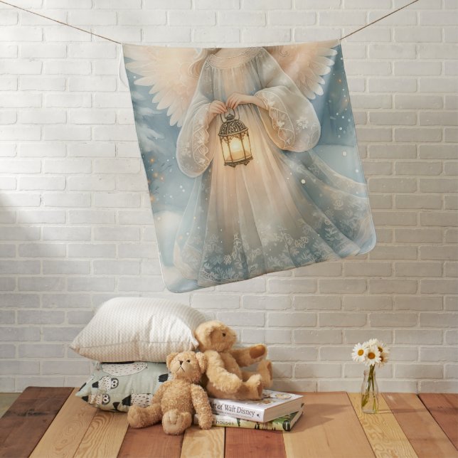 Celestial Winter Angel Lantern of Grace Baby Blanket (In Situ)