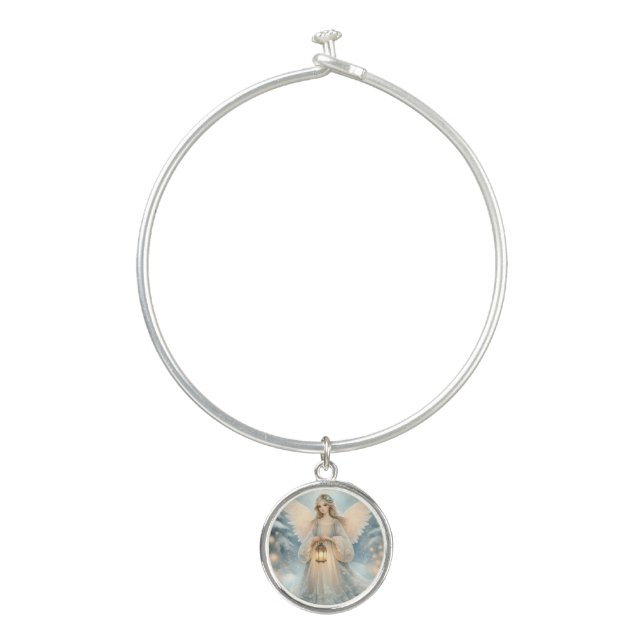 Celestial Winter Angel Lantern of Grace Bangle Bracelet (Front)