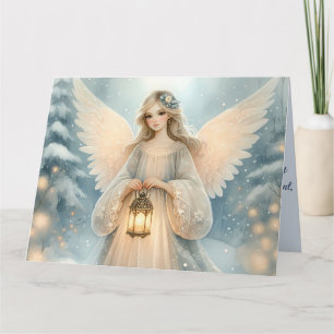 Celestial Winter Angel Lantern of Grace Card