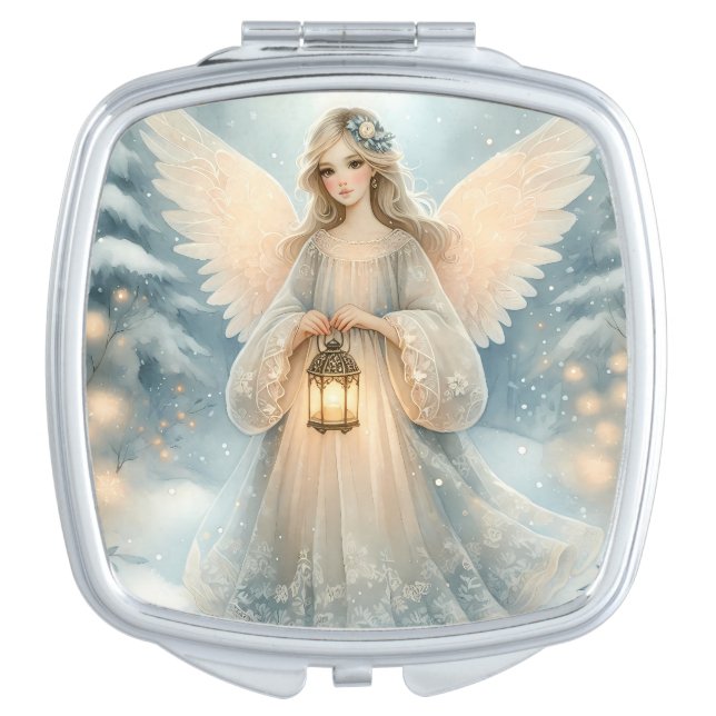 Celestial Winter Angel Lantern of Grace Compact Mirror (Front)