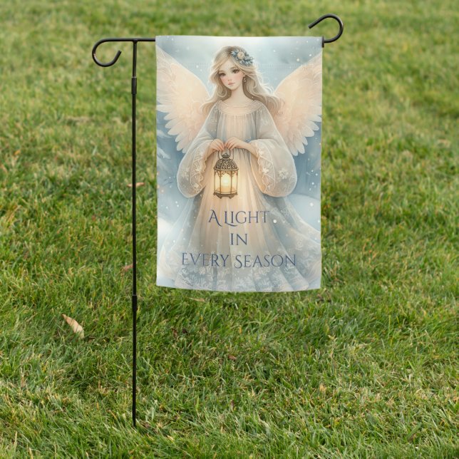 Celestial Winter Angel Lantern of Grace Garden Flag (In SItu)