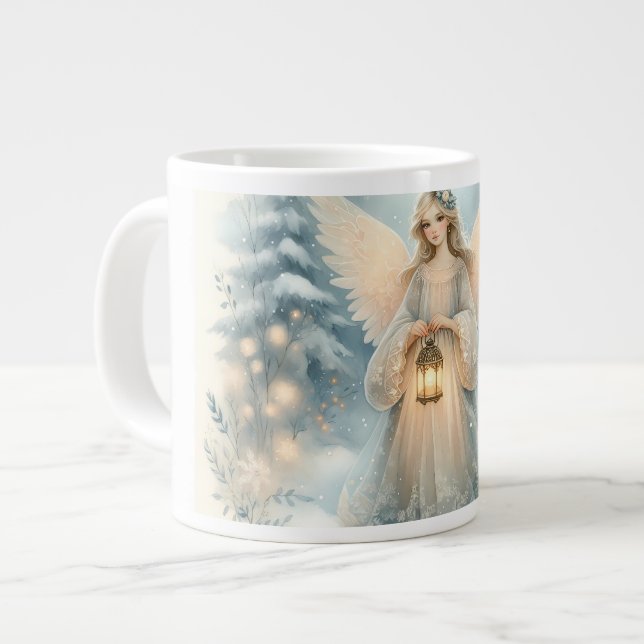 Celestial Winter Angel Lantern of Grace Giant Coffee Mug (Front Left)