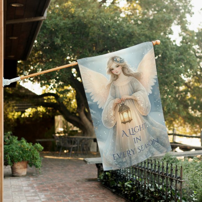 Celestial Winter Angel Lantern of Grace House Flag (In SItu)