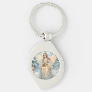 Celestial Winter Angel Lantern of Grace Keychain