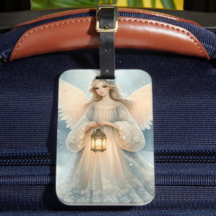 Celestial Winter Angel Lantern of Grace Luggage Tag