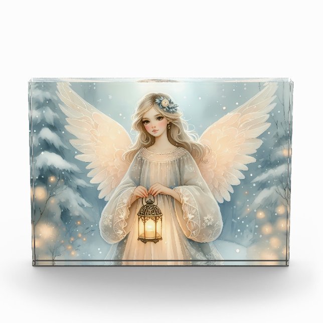 Celestial Winter Angel Lantern of Grace Photo Block (Front)