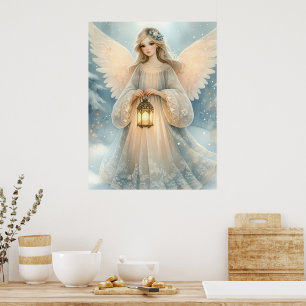 Celestial Winter Angel Lantern of Grace Poster
