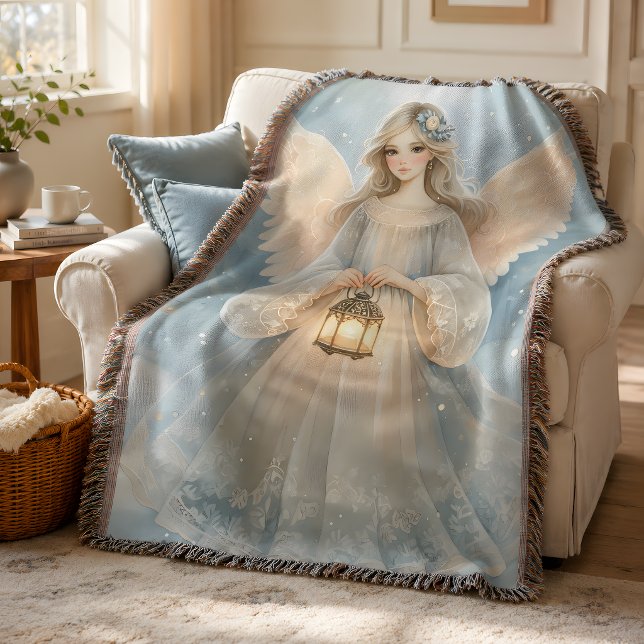 Celestial Winter Angel Lantern of Grace Throw Blanket (Celestial Winter Angel Lantern of Grace Throw Blanket)