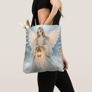 Celestial Winter Angel Lantern of Grace Tote Bag