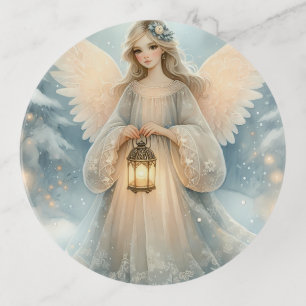 Celestial Winter Angel Lantern of Grace Trinket Tray