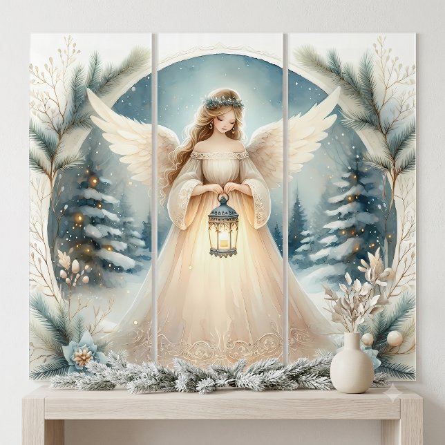 Celestial Winter Angel Lantern of Grace Triptych (Celestial Winter Angel Lantern of Grace Triptych)