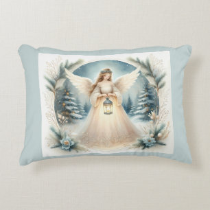 Celestial Winter Angel Lantern of Hope Accent Pillow