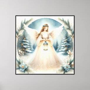 Celestial Winter Angel Lantern of Hope Canvas Print