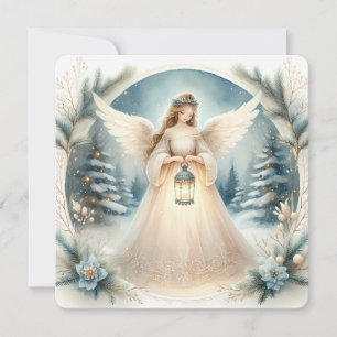 Celestial Winter Angel Lantern of Hope Card