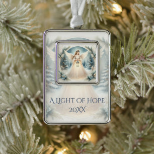 Celestial Winter Angel Lantern of Hope Christmas Ornament