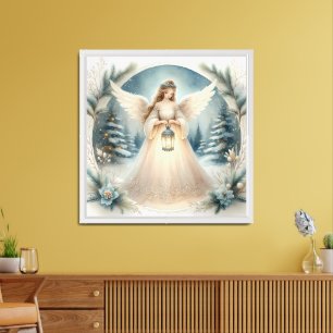 Celestial Winter Angel Lantern of Hope Framed Art