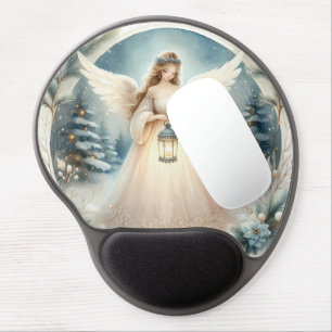 Celestial Winter Angel Lantern of Hope Gel Mouse Pad
