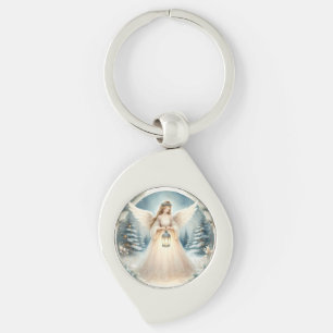 Celestial Winter Angel Lantern of Hope Keychain