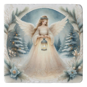 Celestial Winter Angel Lantern of Hope Trivet