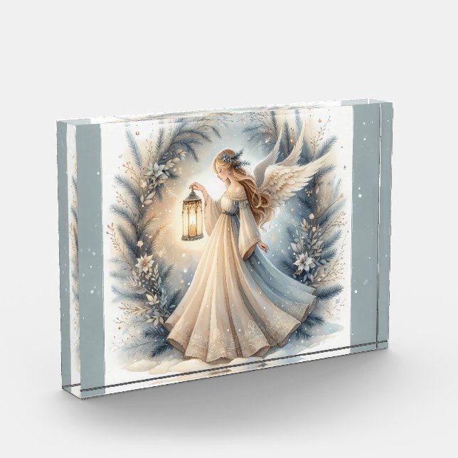 Celestial Winter Angel Lantern of Peace Acrylic Award (Left)