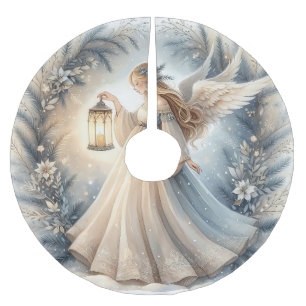 Celestial Winter Angel Lantern of Peace Brushed Polyester Tree Skirt