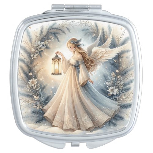 Celestial Winter Angel Lantern of Peace Compact Mirror