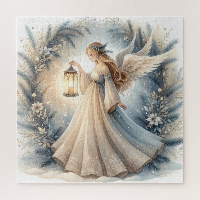 Celestial Winter Angel Lantern of Peace Jigsaw Puzzle (Vertical)