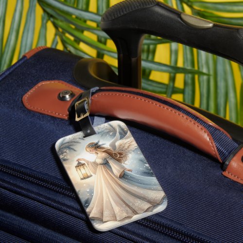 Celestial Winter Angel Lantern of Peace Luggage Tag