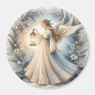 Celestial Winter Angel Lantern of Peace Magnet