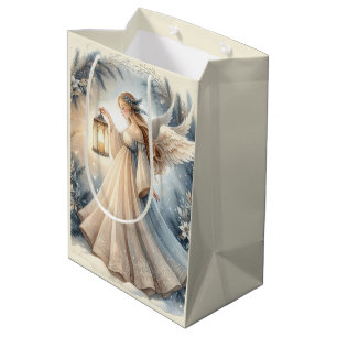 Celestial Winter Angel Lantern of Peace Medium Gift Bag