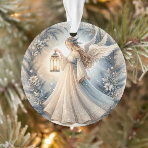 Celestial Winter Angel Lantern of Peace Ornament