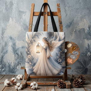 Celestial Winter Angel Lantern of Peace Tote Bag