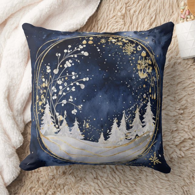 Celestial Winter Elegance Throw Pillow (Blanket)
