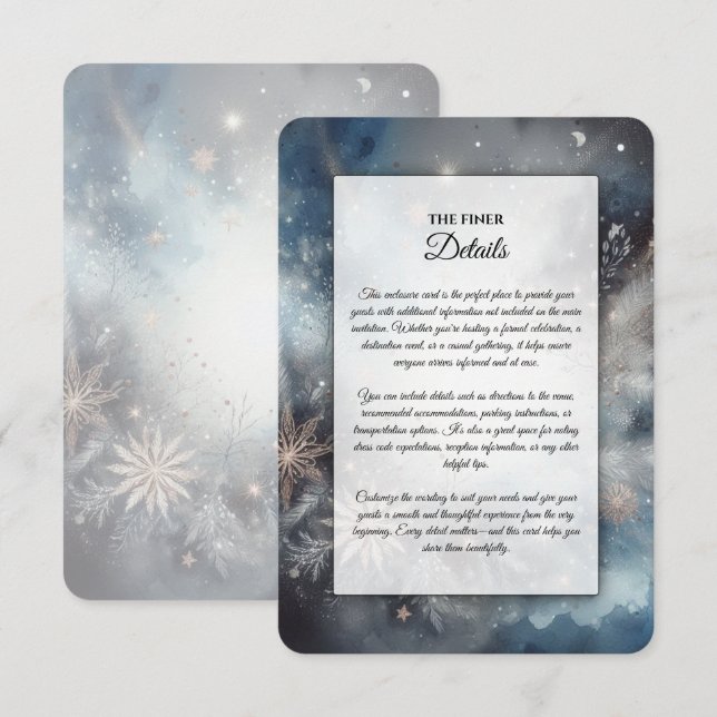 Celestial Winter Midnight Sparkle Wedding Enclosure Card (Front/Back)
